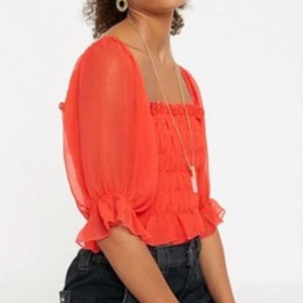 HYFVE Bright Orange Smocked Blouse